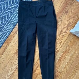 Talbots Crop Pants Womens 12 Black Heritage Straight Side Zip Stretch Flat Front